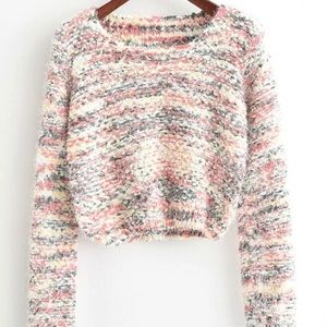 Multicolor Pastel Warm & Fuzzy Cropped Sweater, S